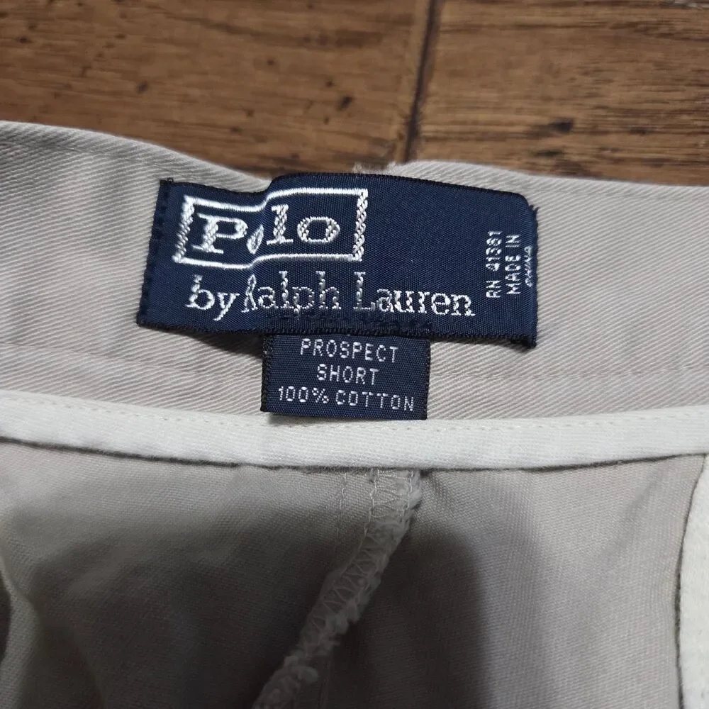 Vtg Polo Ralph Lauren Chino Prospect Shorts Men's Size 33 Khaki Cotton Pony Logo